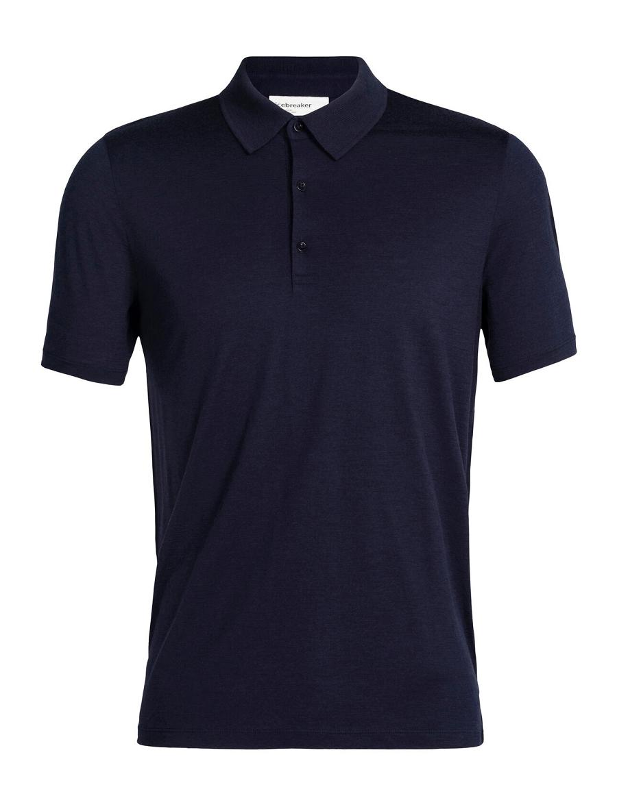 Midnight Navy Icebreaker Merino Tech Lite II Short Sleeve Polo Men's T Shirts | AU 1160MQZA